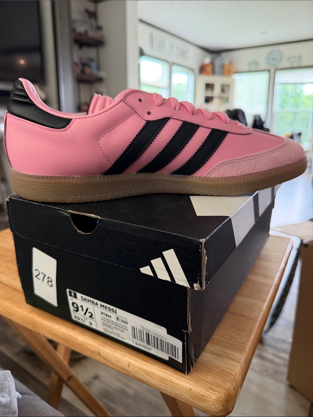 adidas Pink and Black Samba Messi Leather Sneakers